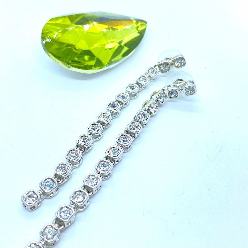 Rhinestone Earrings Long Sparkling Pierced Post Earrings